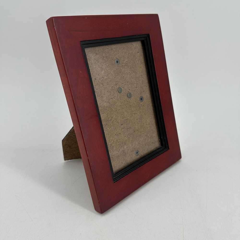 Cherry Red Wood Picture Frame Black Inner Border Tabletop Wall Mount 5x7